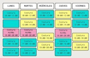 horarios clases de costura