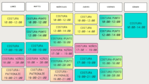 Horario Clases costura, punto, ganchillo