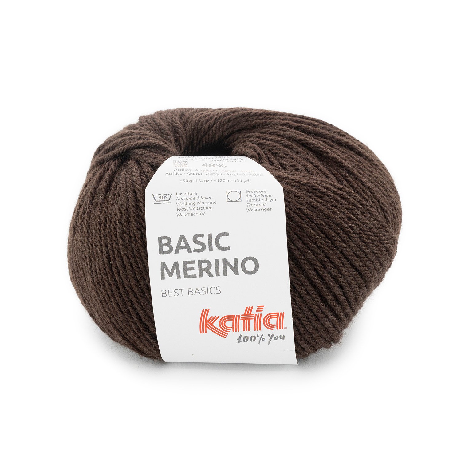 Ovillo Katia Basic Merino color 106 marrón chocolate