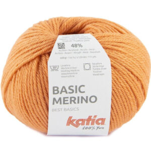 Ovillo Katia Basic Merino color 20 naranja oscuro