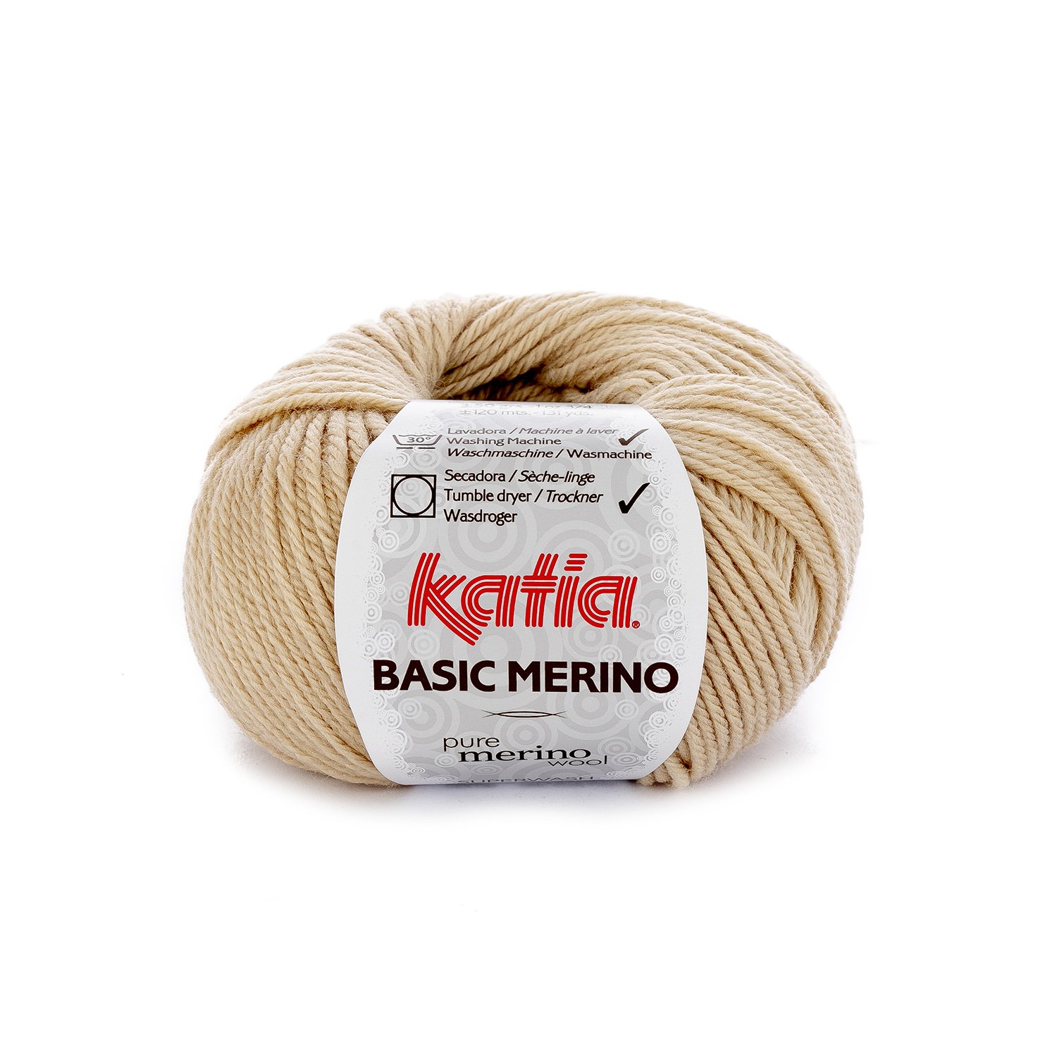 Ovillo Katia Basic Merino color 10, beige muy claro