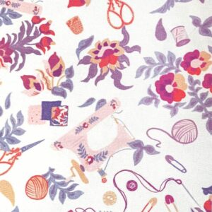 Tela Katia Canvas Cotton Print Purple Rights