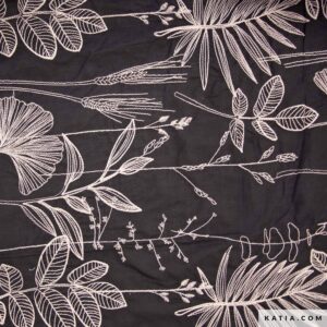 Tela Katia Embroidery Voile Linen & Black 2298-3
