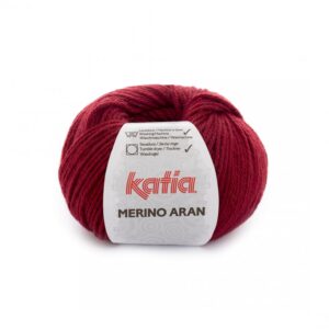Ovillo Katia Merino Aran color 51 granate claro