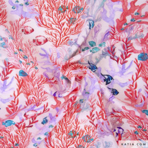 Tela Katia Rayon Print Voile Red Seabed 2288-1