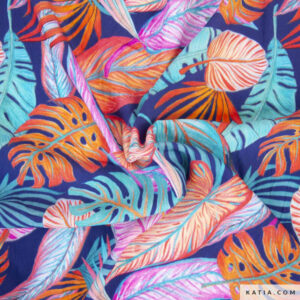 Tela Katia Rayon Print Voile Tortoise Leaves 2288-2