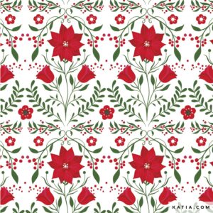 Tela Katia Xmas Flowers 2199-10
