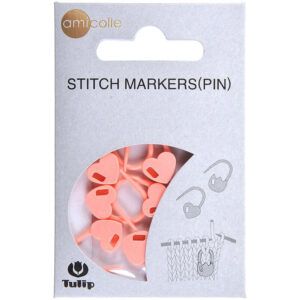 Marcador de puntos de crochet rosa en forma de corazón