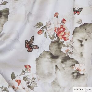 Tela Katia Satin Jacquard Print Winter Gardenias 2361-2