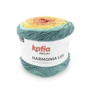 HARMONIA LUX de Katia ovillos de 150 gramos y 475 metros. (103 - Coral-Amarillo limón-Petroleo)