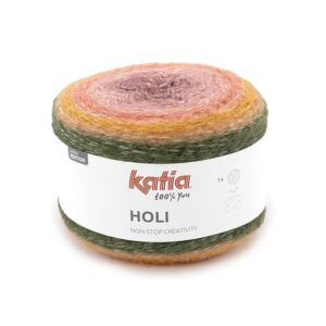 HOLI de Katia en ovillos de 200 gramos y 660 metros. (504 - Caqui-Naranja-Rosa)