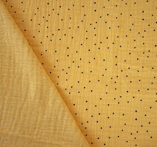 Katia Fabrics Muselina Africa Dots, Tela de Algodón 100%, Amarillo con Puntos, Tejido No Elástico para Ropa de Bebé y Accesorios. 1 metro - Imagen 4