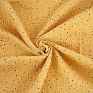 Katia Fabrics Muselina Africa Dots, Tela de Algodón 100%, Amarillo con Puntos, Tejido No Elástico para Ropa de Bebé y Accesorios. 1 metro
