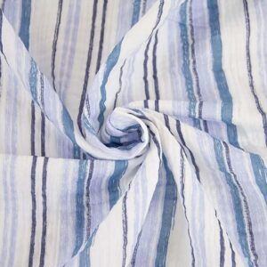 Katia Fabrics Tela de Muselina Blue Jeans Stripes, 100% Algodón, Rayas Azules y Blancas, 130cm Ancho, 125gr/m², Certificación OEKO-TEX. 1 metro