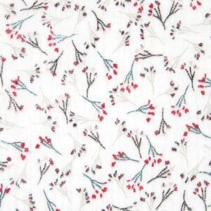 Katia Fabrics Tela de Muselina de Algodón 100%, Estampado Flores Linen Flowers, Fondo Blanco, Tejido por Metros, Certificación OEKO-TEX. 1 metro