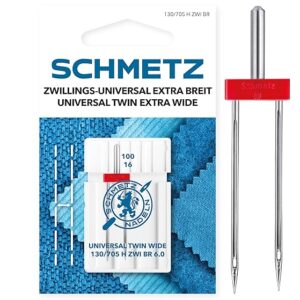 SCHMETZ | 1 Aguja para máquina de coser | Gemela Universal con distancia especialmente grande | 130/705 H ZWI BR 6.0 | Grosor 6.0/100