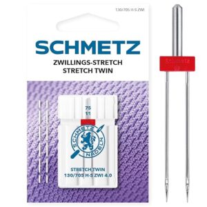 SCHMETZ | 2 Agujas para máquinas de coser | Gemela Stretch | 130/705 H-S ZWI 4.0 | Grosor 4.0/75
