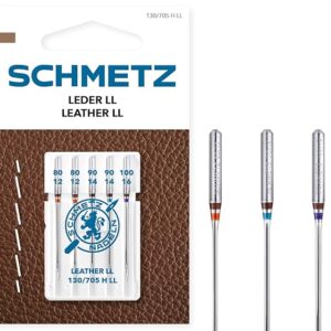 SCHMETZ | 5 Agujas para máquinas de coser | Cuero LL | 130/705 H LL | Grosor 80/12-100/16