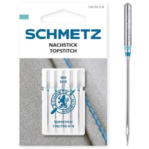 SCHMETZ | 5 Agujas para máquinas de coser | Sobrepuntear (Topstitch) | 130/705 H-N | Grosor 90/14
