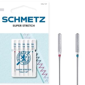 SCHMETZ | 5 Agujas para máquinas de coser | Super Stretch | HAX1 SP | Grosor 75/11-90/14