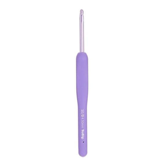 Tulip Etimo Murasaki Ganchillo de Crochet - Gancho Ergonómico de Aluminio con Empuñadura Suave, Punta Ligera y Suave para Todo Tipo de Hilos, Mango Morado, 6.00mm - 1 Pieza