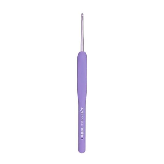 Tulip Etimo Murasaki Ganchillo de Crochet - Gancho Ergonómico de Aluminio con Empuñadura Suave, Punta Ligera y Suave para Todo Tipo de Hilos, Mango Morado, 2.50mm - 1 Pieza